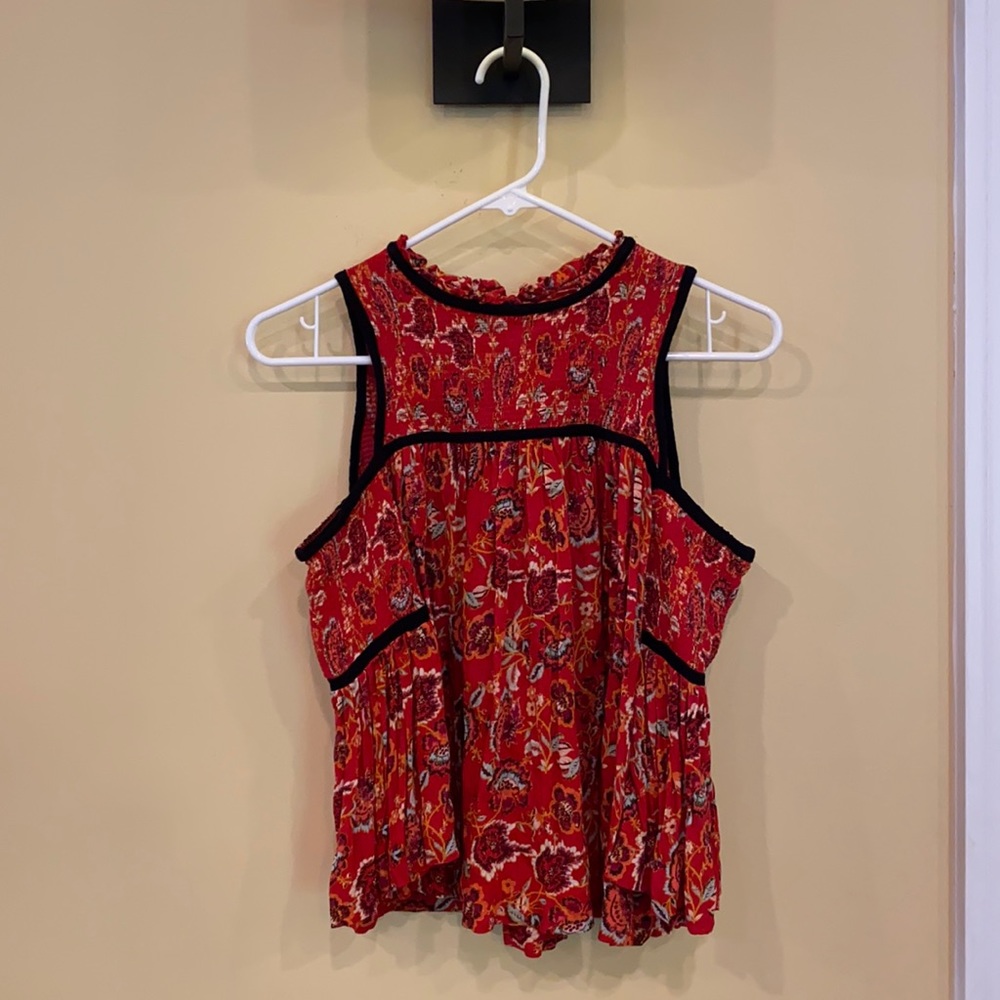 Off the shoulder floral shirt with flaring sleeves